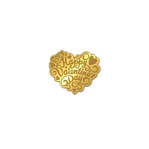 Happy Valentine's Day Acrylic Coins Charms, Size - 2 inches~, Color - Gold Mirror, Pack of 5 pcs