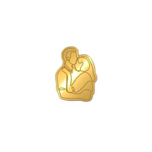Couple Line Art Acrylic Coins Charms, Size - 2 inches~, Color - Gold Mirror, Pack of 5 pcs