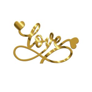 Love Acrylic Stickers Size - 3.5/4 inches~, Color - Gold Mirror, Pack of 5 pcs