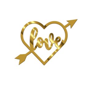 Love Struck Heart Acrylic Stickers Size - 3.5/4 inches~, Color - Gold Mirror, Pack of 5 pcs