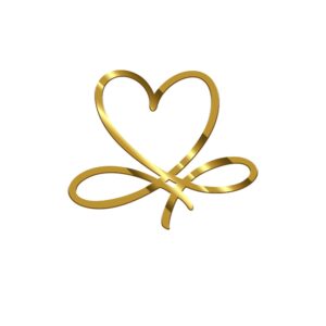 Heart with Infinity Acrylic Stickers Size - 3.5/4 inches~, Color - Gold Mirror, Pack of 5 pcs
