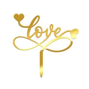 Love Acrylic Cake Topper Valentine Size - 4 inches, Color - Gold Mirror