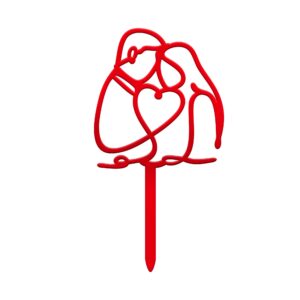 Couples Line Art Acrylic Cake Topper Size - 4 inches, Color - Red