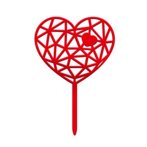 Heart Acrylic Cake Topper Size - 4 inches, Color - Red