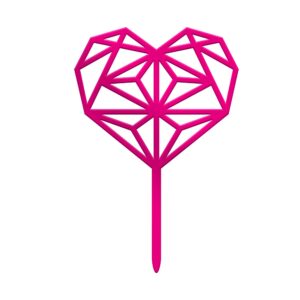 Heart Acrylic Cake Topper Size - 4 inches, Color - Pink
