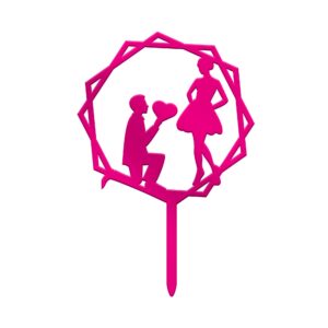 Couple Acrylic Cake Topper Size - 4 inches, Color - Pink