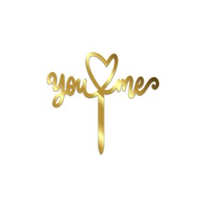 You & Me Acrylic Cake Topper Size - 3 inches, Color - Gold Mirror, Pack of 10 pcs