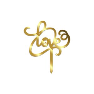 Love Acrylic Cake Topper Size - 3 inches, Color - Gold Mirror, Pack of 10 pcs