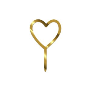 Heart Acrylic Cake Topper Size - 3 inches, Color - Gold Mirror, Pack of 10 pcs