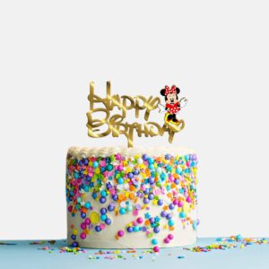 Happy Birthday Acrylic Cake Topper Minnie, Size - Medium