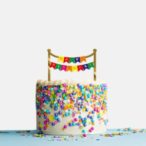 Happy Birthday Acrylic Cake Topper Bunting Banner, Size - Medium