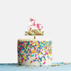 Happy Birthday Acrylic Cake Topper Unicorn, Size - Medium