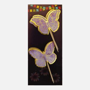 Purple Butterflies Gold Foiled with Toothpick - Pack of 10