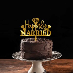 Happily Married Acrylic Cake Topper, Size - Medium