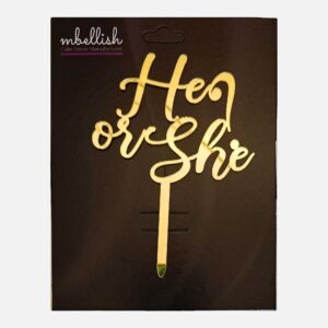 He or She Arcrylic Cake Topper, Size - Medium