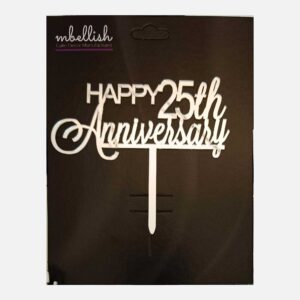Happy 25th Anniversary Arcrylic Cake Topper, Size - Medium