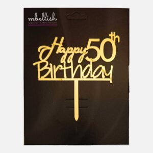 Happy 50th Birthday Arcrylic Cake Topper, Size - Medium