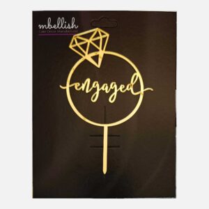 Engaged Arcrylic Cake Topper Daimond Ring, Size - Medium