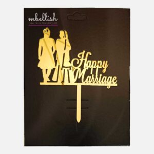 Happy Marriage Arcrylic Cake Topper Couple, Size - Medium