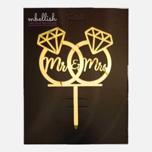 MR & MRS Arcrylic Cake Topper Daimond Ring, Size - Medium