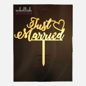 Just Married Arcrylic Cake Topper Heart, Size - Medium