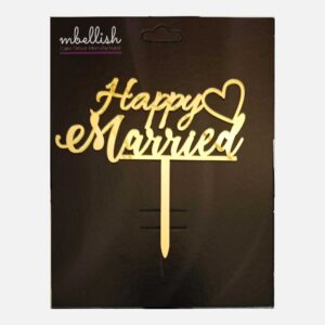 Happy Married Arcrylic Cake Topper, Size - Medium