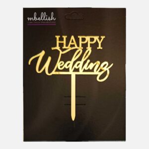 Happy Wedding Arcrylic Cake Topper, Size - Medium