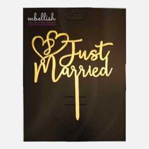 Just Married Arcrylic Cake Topper Heart, Size - Medium