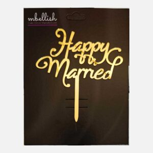 Happy Married Arcrylic Cake Topper, Size - Medium