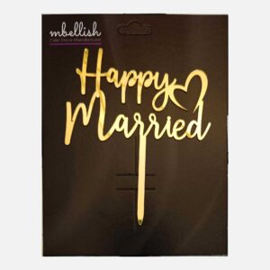 Happy Married Arcrylic Cake Topper Heart, Size - Medium