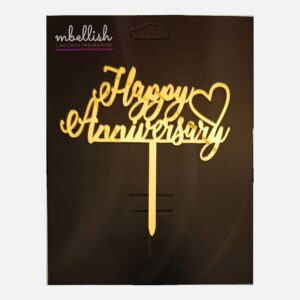 Happy Anniversary Arcrylic Cake Topper Heart, Size - Medium