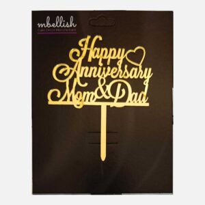 Happy Anniversary Mom&Dad Arcrylic Cake Topper, Size - Medium