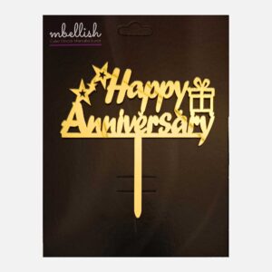 Happy Anniversary Arcrylic Cake Topper Star&Gift, Size - Medium