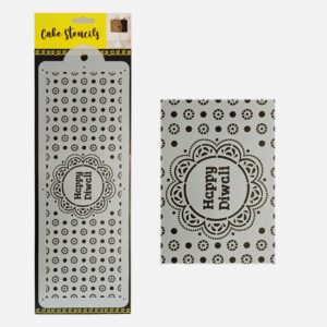 Happy Diwali  Lamp Stencil Design Size - 4 x 12 inches ~ Pack of 1 pc