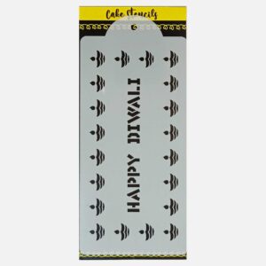 Happy Diwali  Lamp Stencil Design Size - 3.75 x 7.5 inches ~ Pack of 1 pc